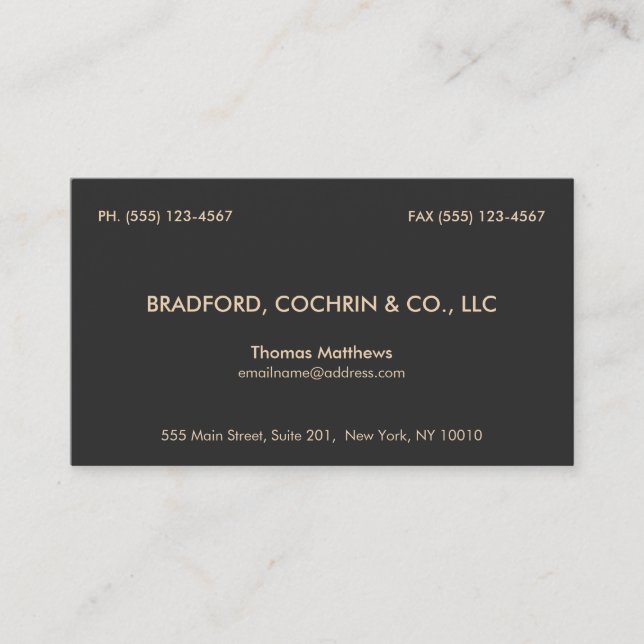 Elegant Vintage Professional Consultant Black Business Card (Front)