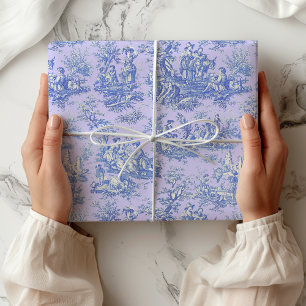 Elegant Vintage Purple Blue Toile de Jouy Pattern Wrapping Paper