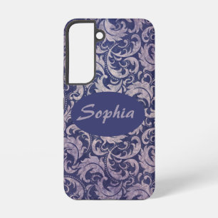 Elegant Vintage Purple Damask Pattern Samsung Galaxy Case