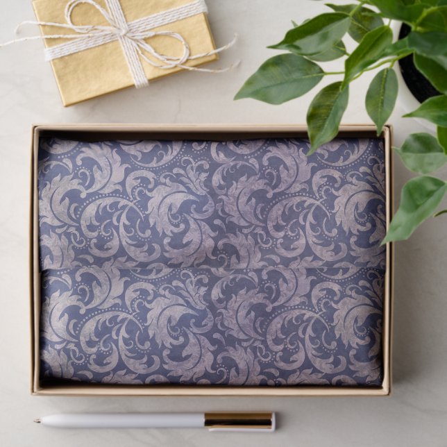 Elegant Vintage Purple Damask Pattern Tissue Paper (Gift)