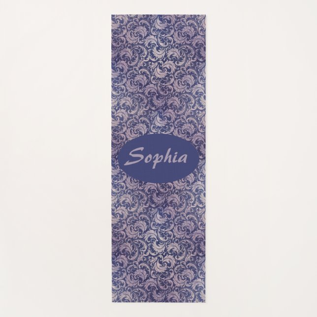 Elegant Vintage Purple Damask Pattern Yoga Mat (Front)