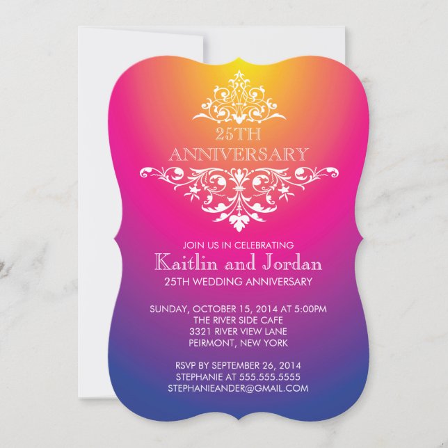 Elegant Vintage Purple  Flourish Anniversary Party Invitation (Front)