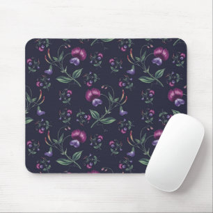 Elegant Vintage Purple Orchids Floral Pattern Mouse Pad