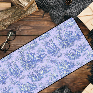 Elegant vintage purple teal toile de jouy  desk mat