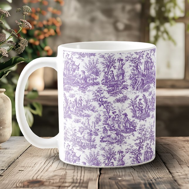 Elegant vintage purple toile de jouy  coffee mug (Creator Uploaded)