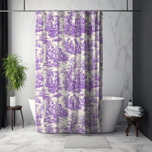 Elegant vintage purple toile de jouy shower curtain