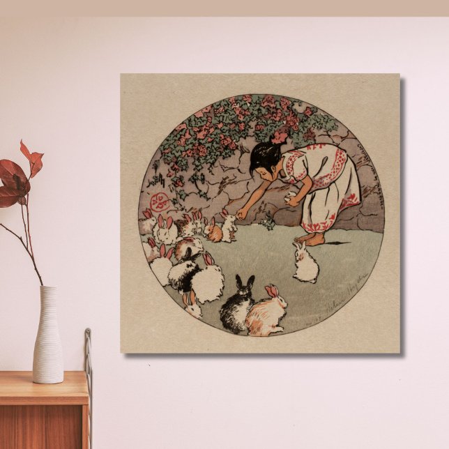 Elegant Vintage Rabbit Art Charming Cottagecore Poster (Add cozy charm and elegance to your space with this vintage rabbit art poster)