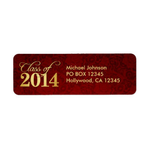 Elegant Vintage Red damask and Gold Class of 2014 Return Address Label