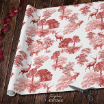 Elegant Vintage Red Deer Fox Country Toile Wrapping Paper<br><div class="desc">Classic monochromatic and sophisticated French toile de jouy pattern,  with woodland animals,  deer,  fox,  trees,  perfect for the festive gift wrap,  and the lovers of vintage nostalgic Christmas. Available in various colorways and pattern sizes.</div>
