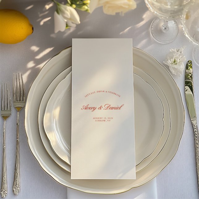 Elegant Vintage Red & Ivory Wedding Dinner Menu (Elegant Vintage Red & Ivory Wedding Dinner Menu)