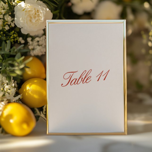Elegant Vintage Red & Ivory Wedding Table Number (Elegant Vintage Red & Ivory Wedding Table Number)