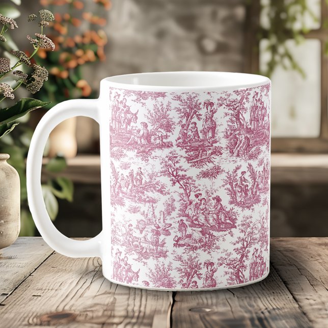 Elegant vintage red toile de jouy  coffee mug (Creator Uploaded)