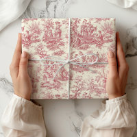 Elegant vintage red toile de jouy