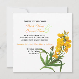 Elegant vintage Redoute yellow flowers wedding Invitation