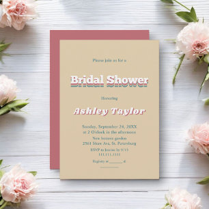 Elegant Vintage Retro 70s Groovy Bridal Shower Invitation