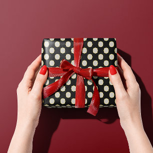 Elegant Vintage Retro Black And White Polka Dot Wrapping Paper