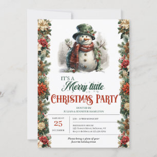 Elegant vintage retro classic cute snowman invitation