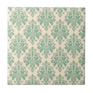 Elegant Vintage Retro Damask Pattern Tile