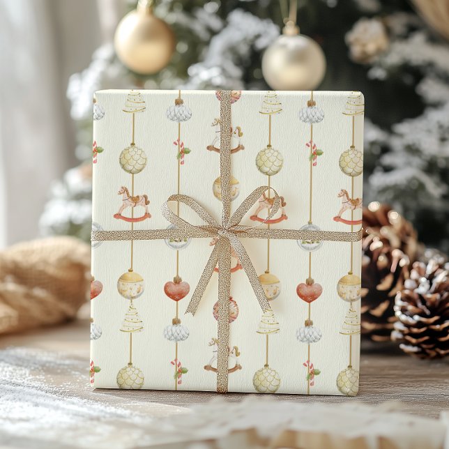 Elegant Vintage Rocking Horse Christmas  Wrapping Paper (Creator Uploaded)