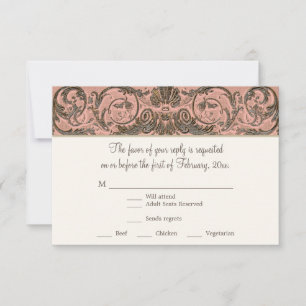 Elegant Vintage Rococo Shell w Blush n Gold RSVP