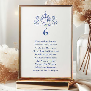 Elegant Vintage Romance Blue Wedding Seating Chart Invitation