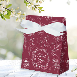 Elegant Vintage Romance Burgundy Floral Wedding Favour Box