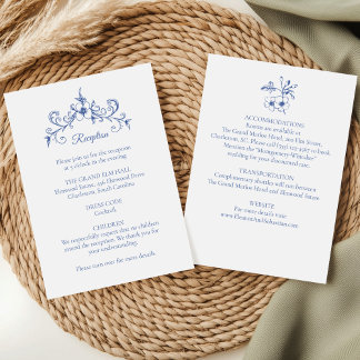 Elegant Vintage Romance Dusty Blue Floral Wedding Enclosure Card