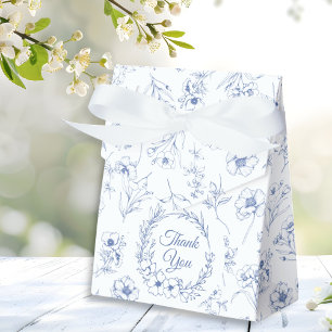 Elegant Vintage Romance Dusty Blue Floral Wedding Favour Box
