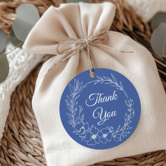 Elegant Vintage Romance Dusty Blue Floral Wedding Favour Tags