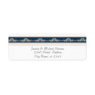 Elegant vintage romantic damask lace wedding return address label