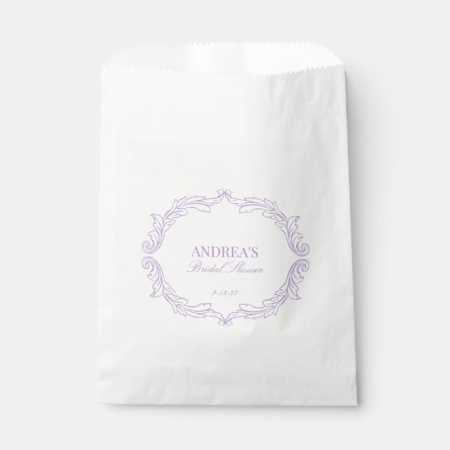 Elegant Vintage Romantic Purple Bridal Shower Favour Bag (Front)