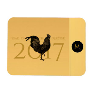 Elegant Vintage Rooster Year 2017 Greeting magnet