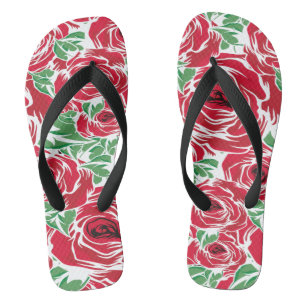 Elegant Vintage Rose Floral Flip Flops