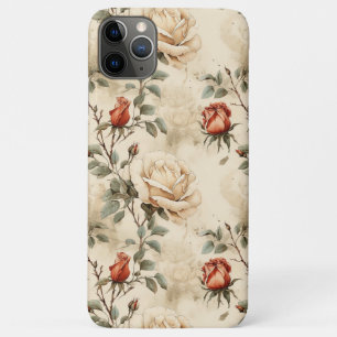 Elegant Vintage Rose Flower Beige Floral Design iPhone 11 Pro Max Case
