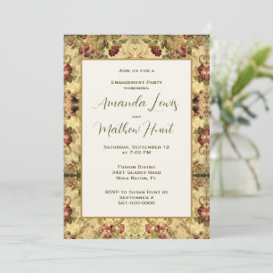 Elegant Vintage Rose Gold Engagement Party  Invitation