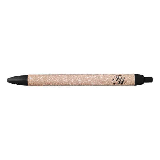 Elegant Vintage Rose Gold Glitter Monogram Black