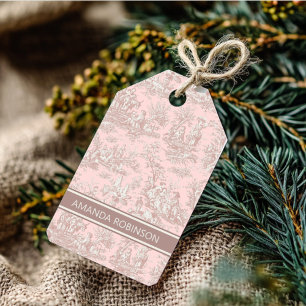 Elegant vintage rose gold toile de jouy gift tags