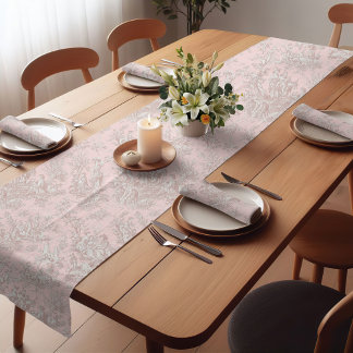 Elegant vintage rose gold toile de jouy printed short table runner