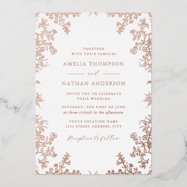 Elegant Vintage Rose Gold Wedding  (Front)