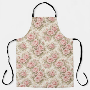 Elegant Vintage Rose Seamless Floral Pattern Apron