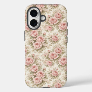 Elegant Vintage Rose Seamless Floral Pattern iPhone 16 Case