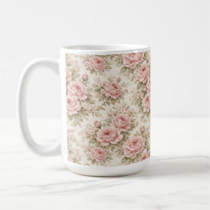 Elegant Vintage Rose Seamless Floral Pattern Coffee Mug