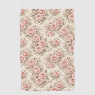 Elegant Vintage Rose Seamless Floral Pattern Golf Towel