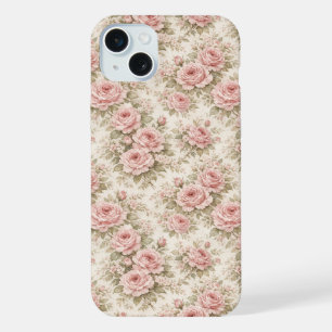 Elegant Vintage Rose Seamless Floral Pattern iPhone 15 Plus Case