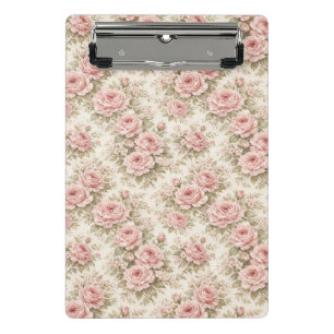Elegant Vintage Rose Seamless Floral Pattern Mini Clipboard