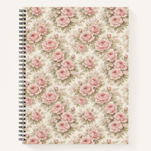 Elegant Vintage Rose Seamless Floral Pattern Notebook