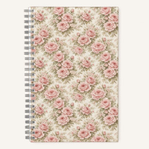 Elegant Vintage Rose Seamless Floral Pattern Notebook