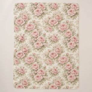 Elegant Vintage Rose Seamless Floral Pattern Sherpa Blanket