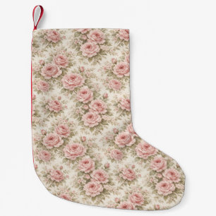 Elegant Vintage Rose Seamless Floral Pattern Small Christmas Stocking