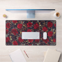 Elegant Vintage Roses & Damask Pattern Red & Black